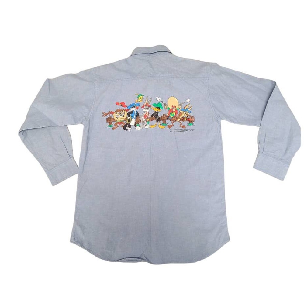 Vtg 1993 Looney Tunes Acme Embroidered Button Up Men's Shirt Size (L)